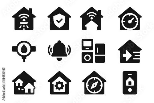 Silhouettes smart connectivity home no vector negative alignment icon equal spacing