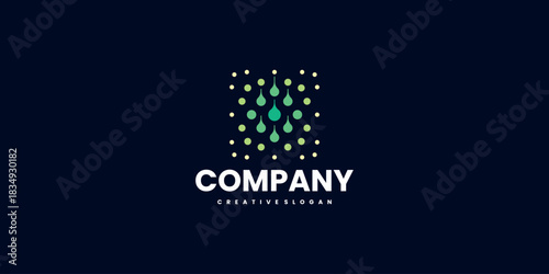 Green Global Data Network Digital Molecule Dot Logo Icon