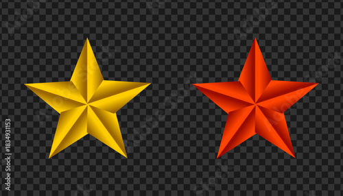 Star rating realistic colorful star set vector