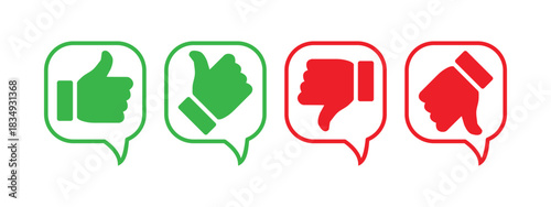 Four oval icons showing thumbs up thumbs down. Thumbs Up and Thumbs Down Icon. Like, dislike, neutral, thumbs up, thumbs middle, thumbs down hand gestures icon in circle line.