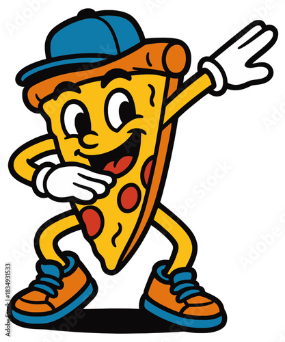 Pizza Cartoon Mascot dabbing dance