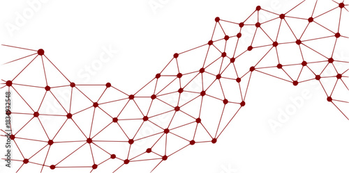 Abstract Network of Connected Dots and Lines on White Background