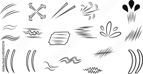 Hand drawn black and white sketchy doodle elements for design and decoration