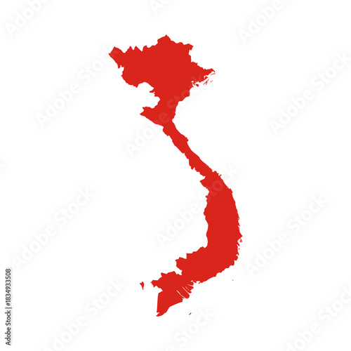 Vietnam Map Vector. Southeast Asia Country Red Illustration. Suitable for educational materials, geography projects, infographics, travel guides, presentations, and digital design