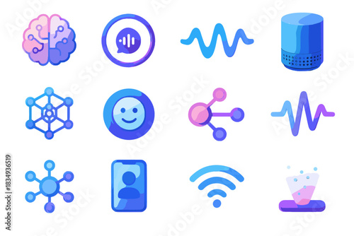Language hub assistant integration icon response brain sound vector model ai