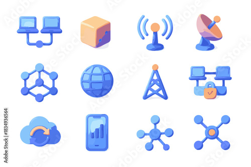 Radio sync globe vector tower icon connection iot antenna d lines network