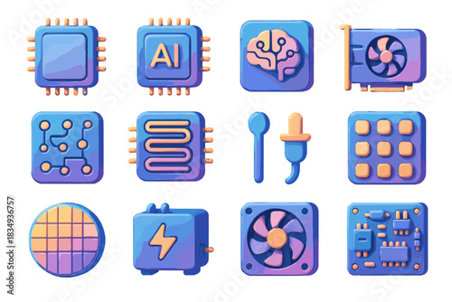 Plate ai wafer thermal power icon hardware vector transistor pin grid