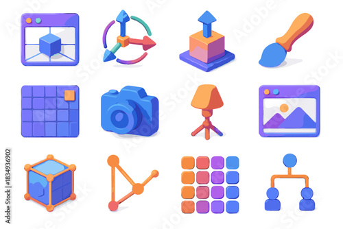 Icon modeling tool extrusion viewport gizmo d preview vector light uv setup