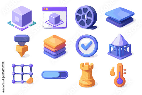 Icon filament printer vector extruder print icons printing bar spool d progress