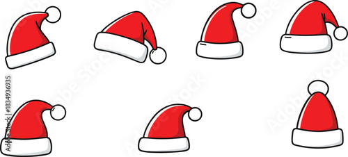 Free Download Collection of red santa hats with white trim on black background - GFXLoad
