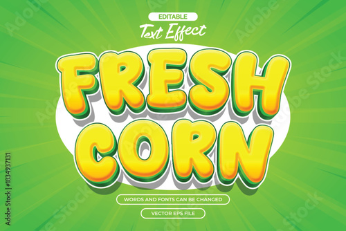 Fresh corn editable text effect with cartoon text style
