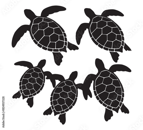 Enchanting Circle of Sea Turtles Graceful Reptiles in Perfect Harmony, an Aquatic Ballet in a Marine Wonderland, and Nautical Wildlife