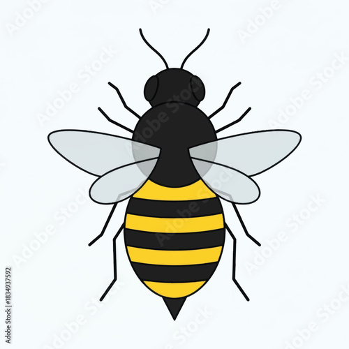 Cartoon Bee Illustration with Black and Yellow Stripes.