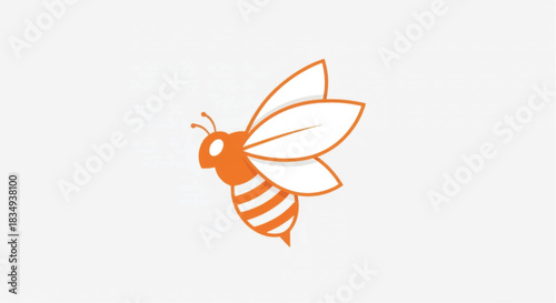 Orange bee flying with wings extended in a simple illustration.
