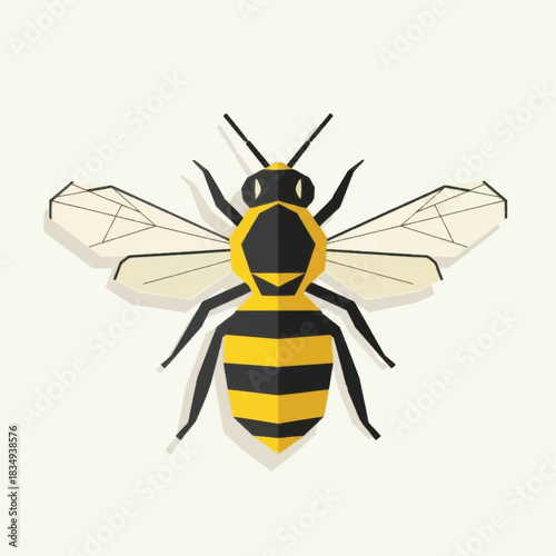 Stylized Geometric Honey Bee Insect Illustration.