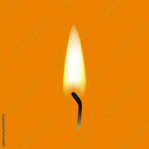 Vector realistic flame of a candle or match icon set closeup isolated on transparency grid background. Flames vector 10 eps.