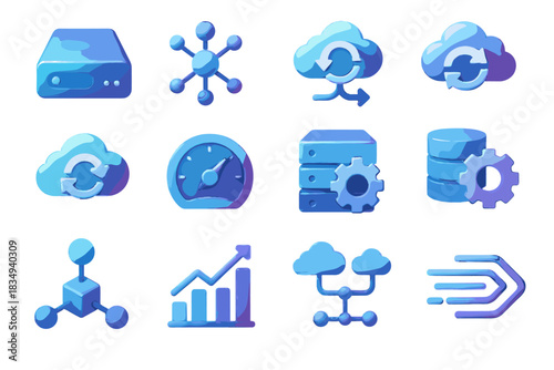 Smart d edge analytics iot icon vector node network optimization connection cloud