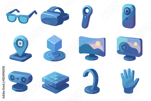 Hand marker cube ar vr immersive icon reality futuristic glasses vector headset