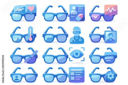 Vision icon id ar reminder healthcare glasses access vector health smart view