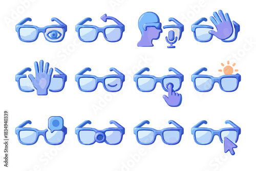 Adaptive vector notification blink focus control glasses gesture head tracking icon smart