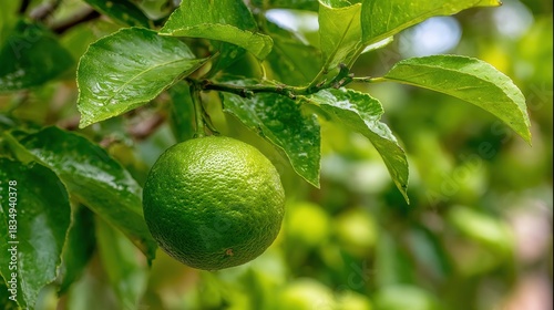 Wallpaper Mural Lime hanging from a branch of a lemon tree surrounded by healthy green foliage in a bright sunlight setting Torontodigital.ca