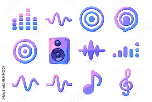 Vector audio bubble dots speaker curve icon d equalizer wave tone