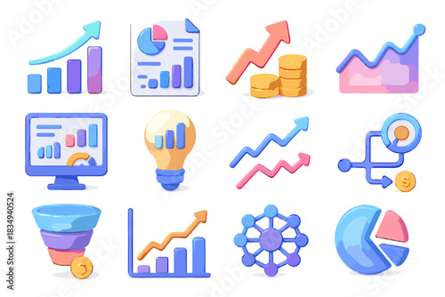 Trend cluster vector business performance bar financial chart segment icons icon analytics