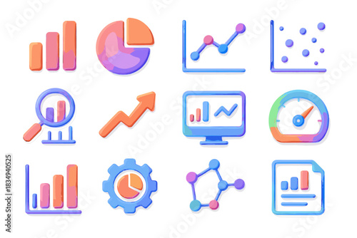 D pie vector dashboard line gauge scatter icons data icon trend chart