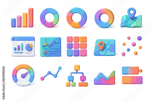 Radial icon data comparative chart gauge visual vector bar node d hierarchy