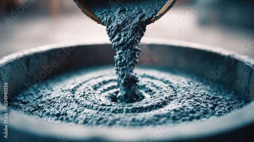 Pouring cement into a bowl