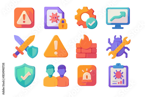 Malware incident icon vector upgrade attack shield restore warning security update d