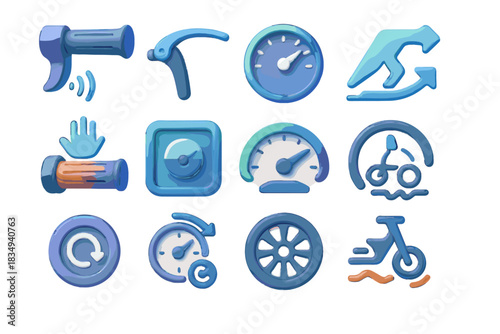 Motion balance scooter speedometer traction icon control modern vector selector cruise acceleration