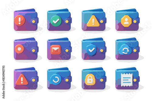 Alert success wallet payment cloud vector icon security suspicious balance sync d