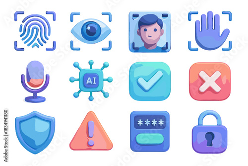 Microphone security denied vector badge verification d access icon iris biometric scanner