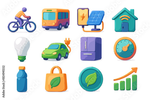 Chart energy lifestyle electric appliances sustainability vector icon icons cycling charger reusable