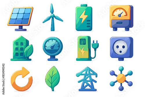 Energy flow icon vector icons smart appliance power building green eco renewable