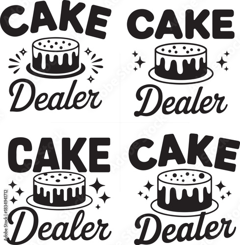 Cake dealer bakery desserts shop tasty sweet confectionary celebration festive baking treat food vector