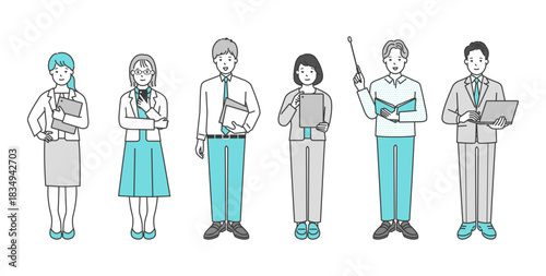 働くビジネスパーソンのイラストセット素材