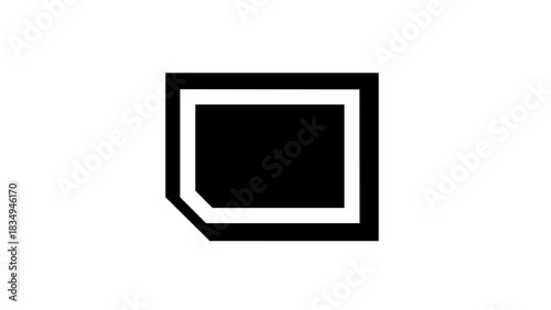 Minimalist black icon with bold white stroke and solid black fill, smooth geometric lines, sharp edges, modern flat design style, clean symmetry, high contrast, isolated on white background.
