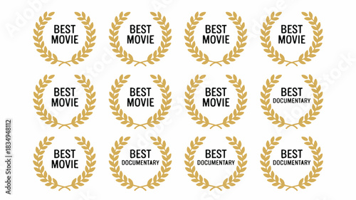 A Collection of Award Laurels Representing Best Movie and Best Documentary Titles