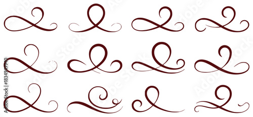 Collection of Elegant Swirl Flourish Ornaments and Decorative Elements