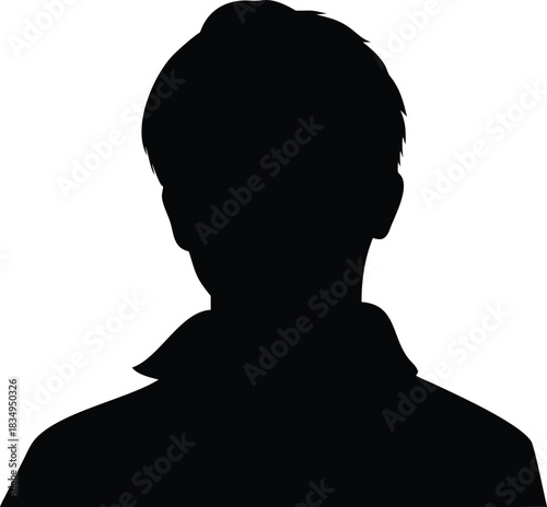 A simple black silhouette of a person s head and shoulders is displayed