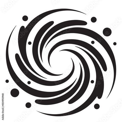 Black spiral galaxy or vortex icon