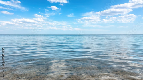 Fototapeta Naklejka Na Ścianę i Meble -  Calm sea horizon sky cloud reflection tranquil waterfront