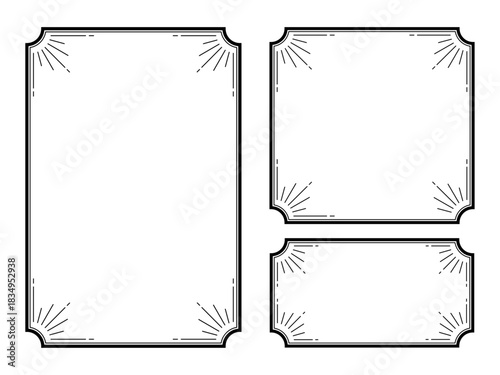 シンプルなサンバーストのフレーム3サイズセット