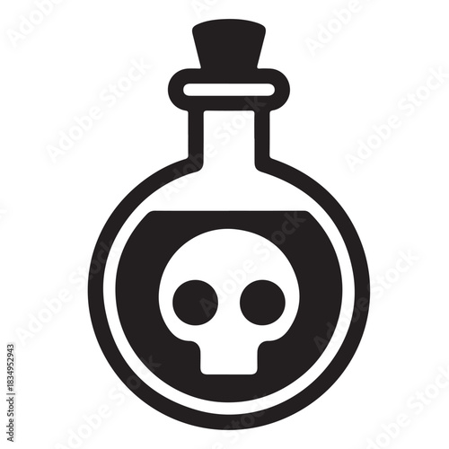 Poison bottle icon with skull symbol white