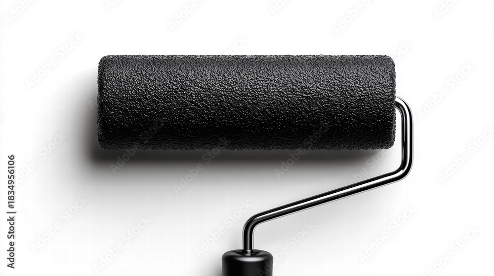 Obraz premium A close-up shot of a black paint roller on a white background.