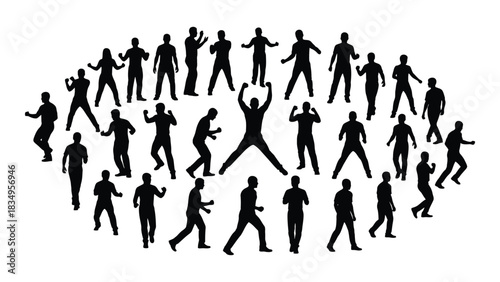 Dynamic human silhouettes collection isolated on white background, Vector