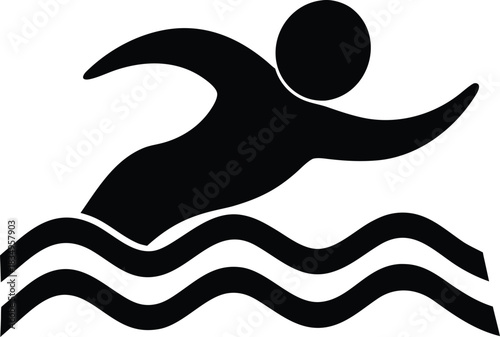 Dynamic silhouette of a swimmer in action