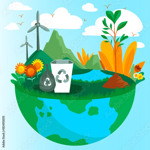icon for green campaign, infographic, nature, eco-friendly energy, electric vehicle, power plant, trees, greening, forest, water, weather, environment, recycling, vector art illustration design